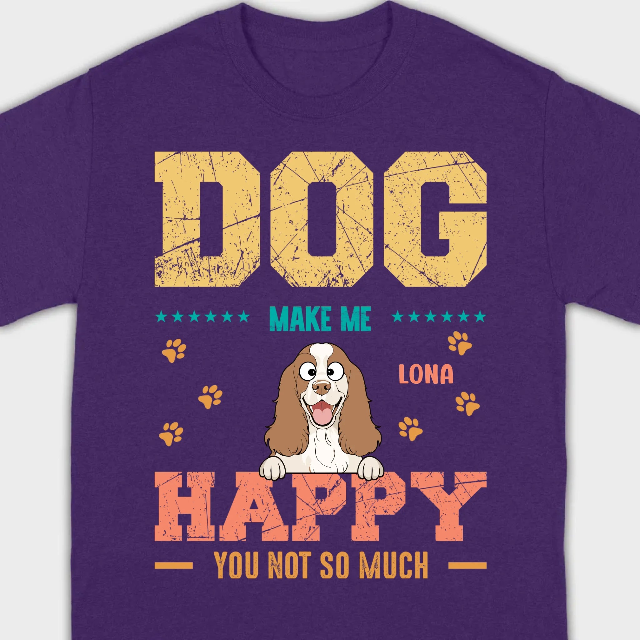 Custom “Dog Make Me Happy” American Cocker Spaniel Basic Tee – 89Prints