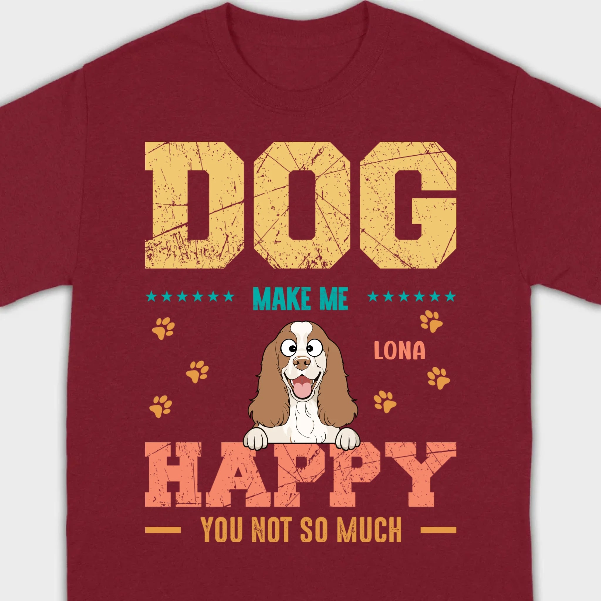 Custom “Dog Make Me Happy” American Cocker Spaniel Basic Tee – 89Prints