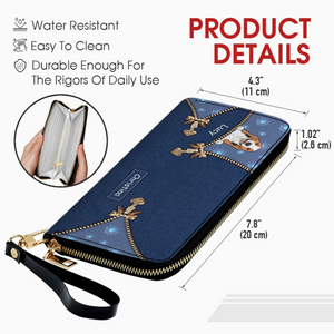 Personalized Dog Cartoon Wallet - Custom Name Leather Zip-Around Purse - 89Prints