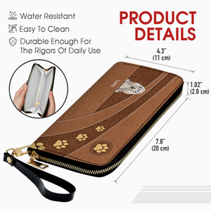 Personalized Dog Cartoon Wallet - Custom Name Leather Zip-Around Purse - 89Prints