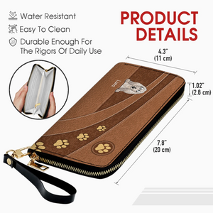 Personalized Dog Cartoon Wallet - Custom Name Leather Zip-Around Purse - 89Prints