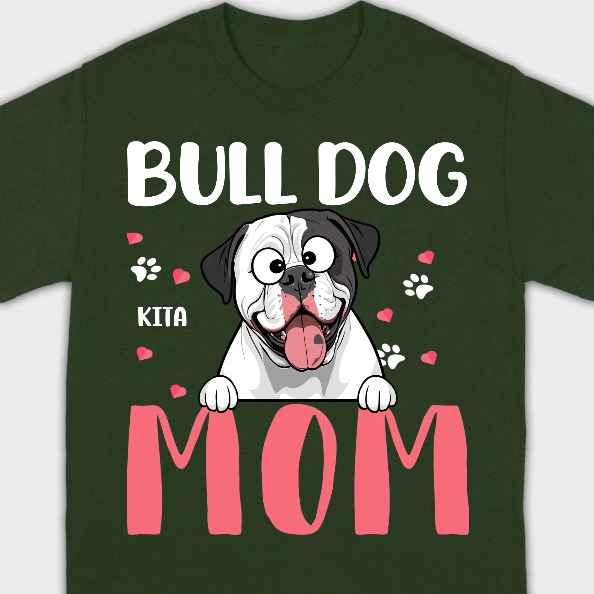 Custom American Bulldog Basic Tee - Bull Dog Mom Personalized T-Shirts - 89Prints