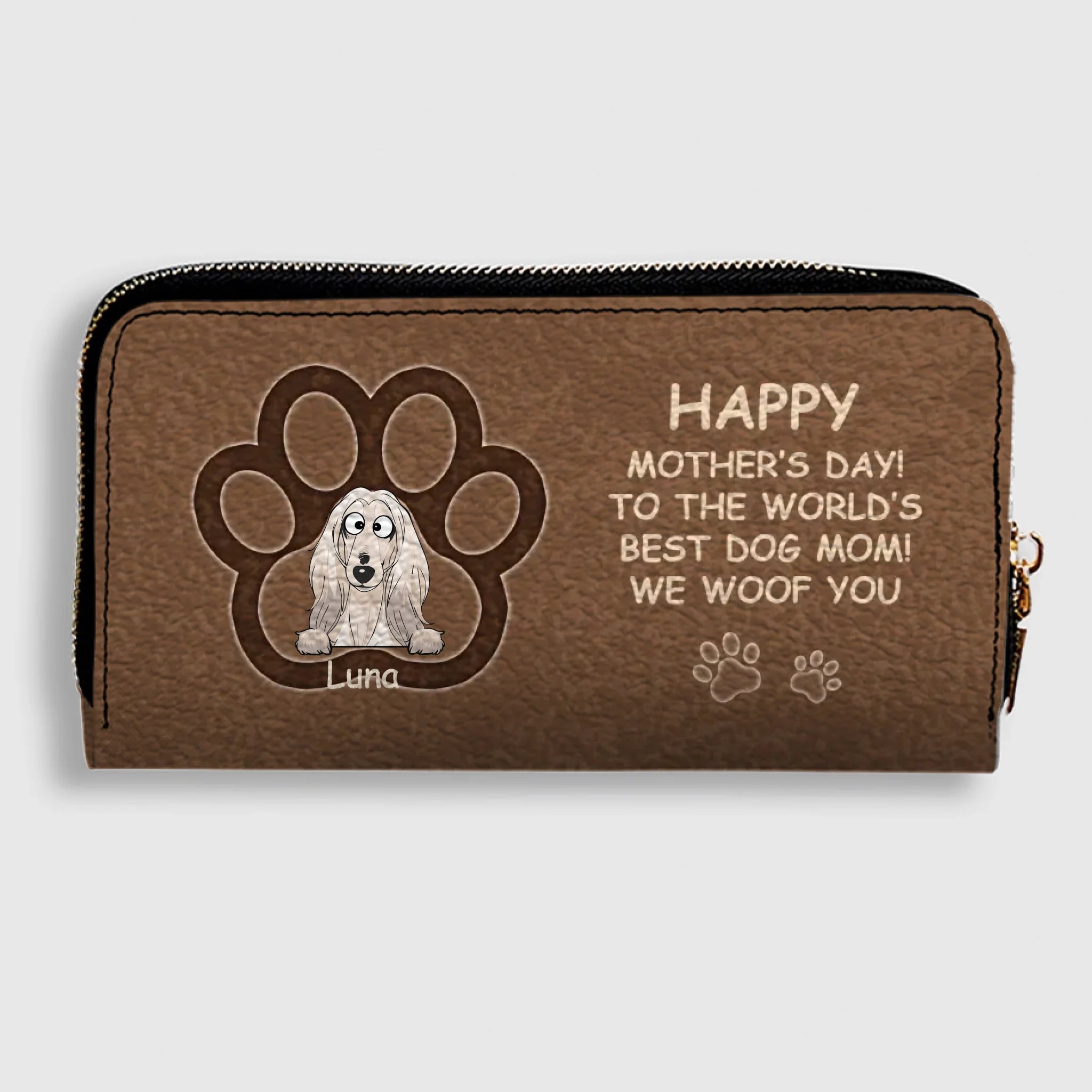 Personalized Dog Photo Leather Wallet – Custom Pet Portrait & Name Gift for Dog Mom - 89Prints