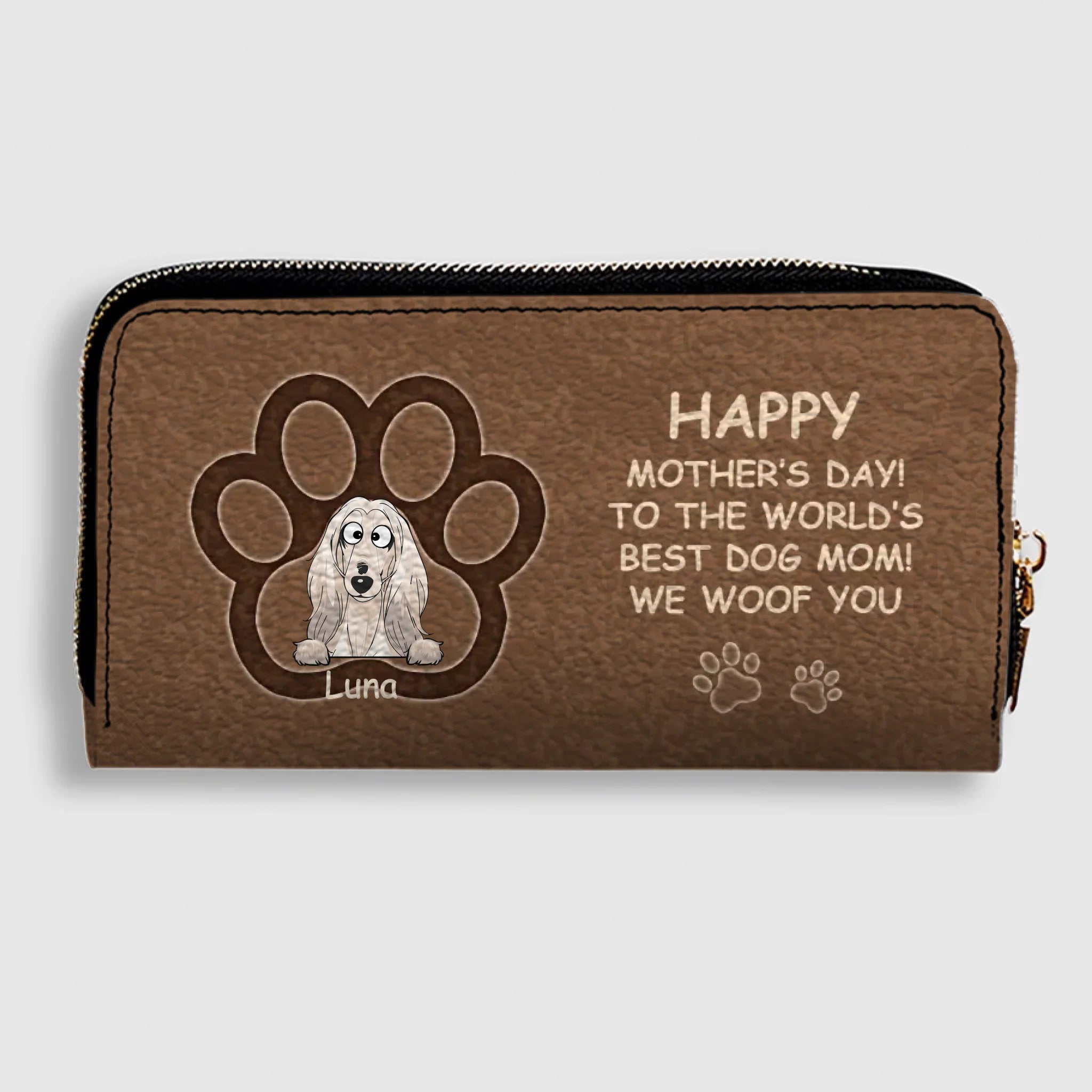 Personalized Dog Photo Leather Wallet – Custom Pet Portrait & Name Gift for Dog Mom - 89Prints