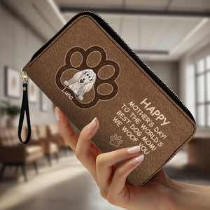 Personalized Dog Photo Leather Wallet – Custom Pet Portrait & Name Gift for Dog Mom - 89Prints