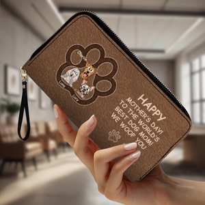Personalized Dog Photo Leather Wallet – Custom Pet Portrait & Name Gift for Dog Mom - 89Prints