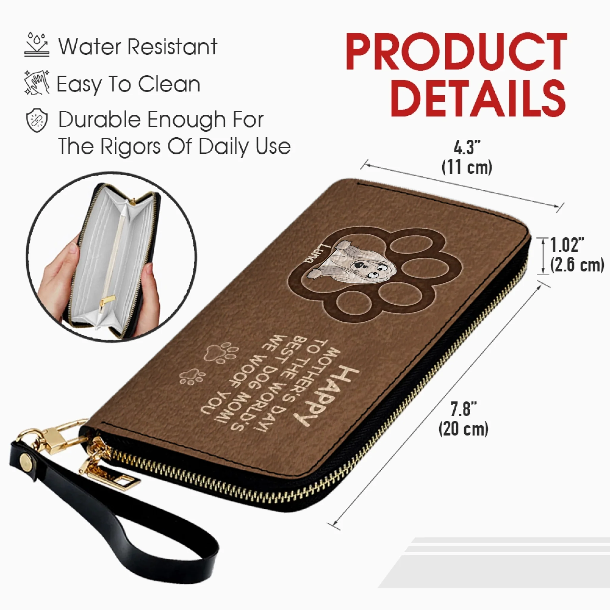 Personalized Dog Photo Leather Wallet – Custom Pet Portrait & Name Gift for Dog Mom - 89Prints