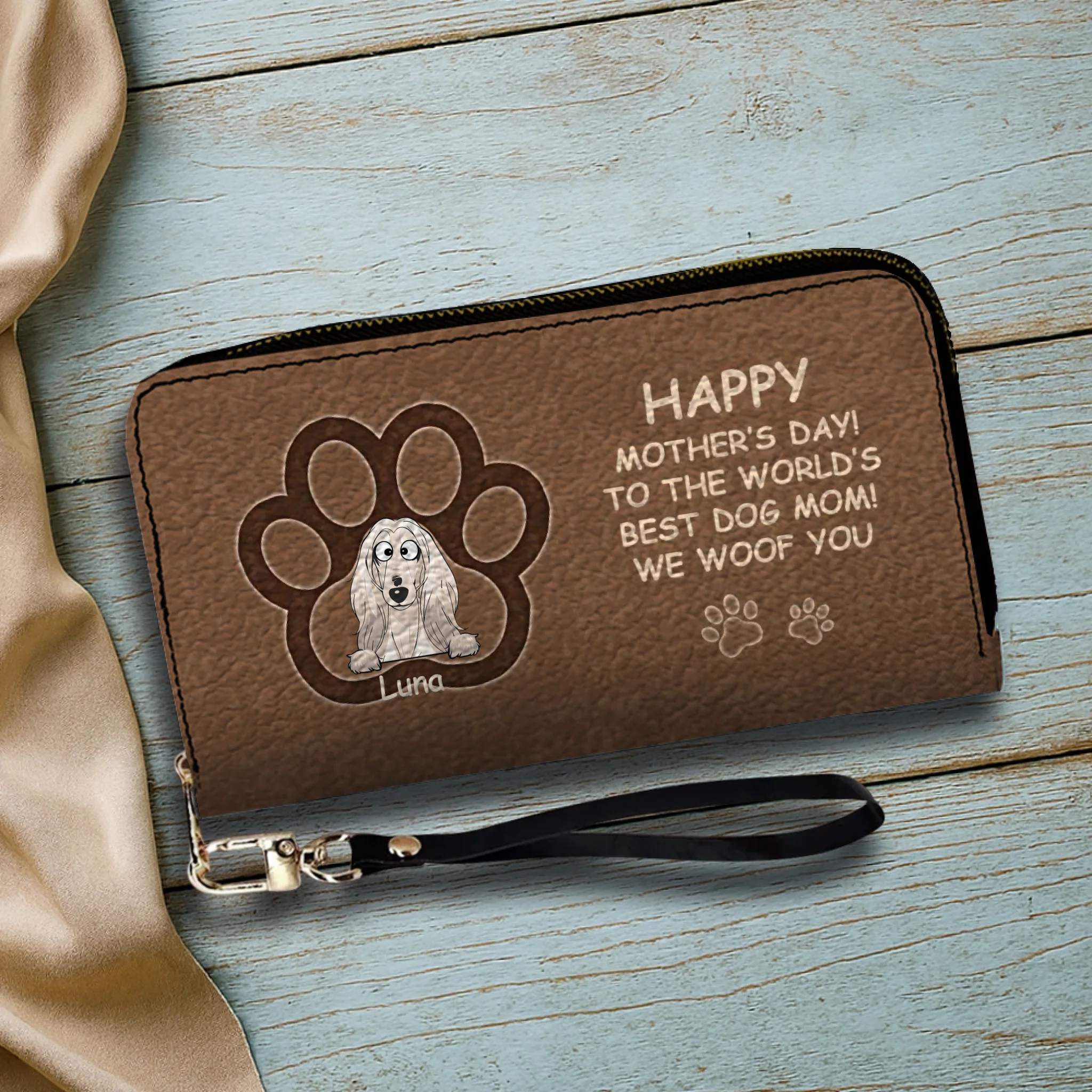 Personalized Dog Photo Leather Wallet – Custom Pet Portrait & Name Gift for Dog Mom - 89Prints