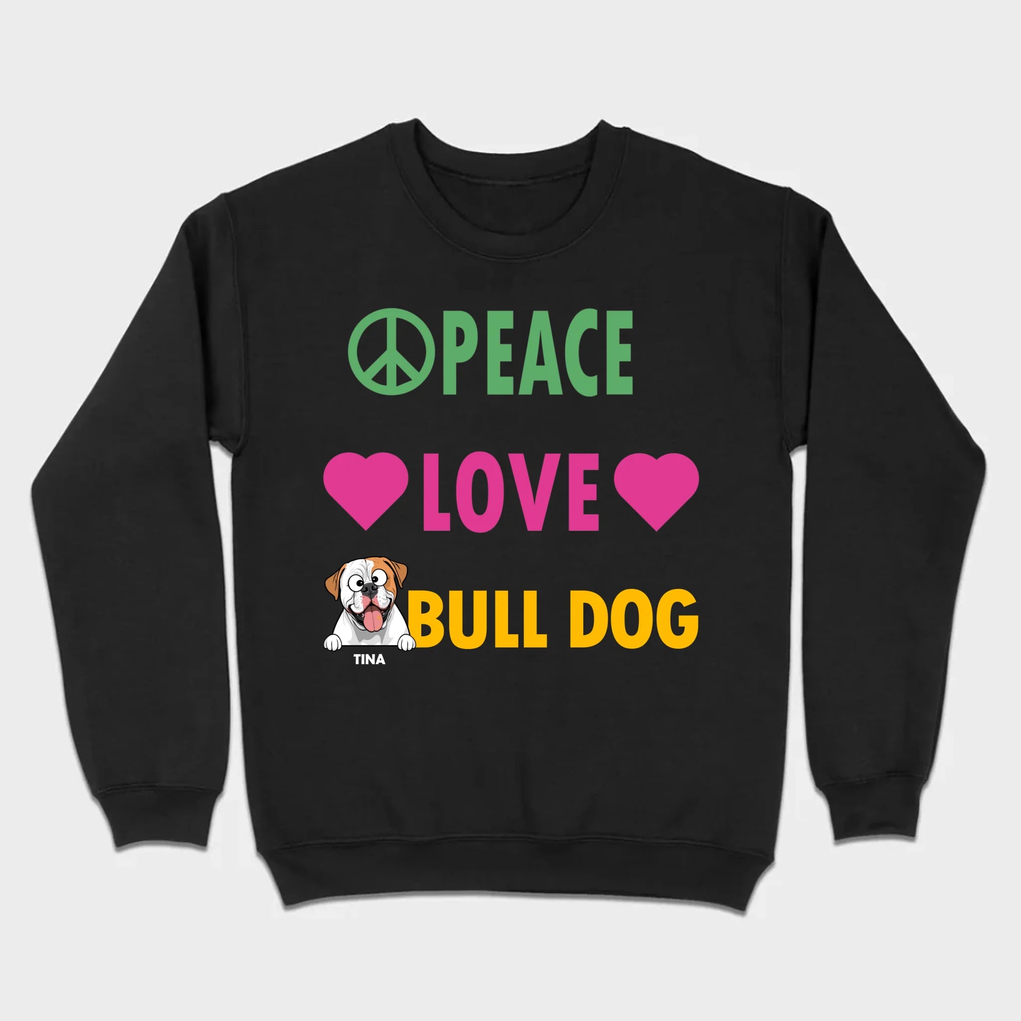 Custom American Bulldog Basic Tee - Peace Love Bull Dog Personalized T-Shirts - 89Prints