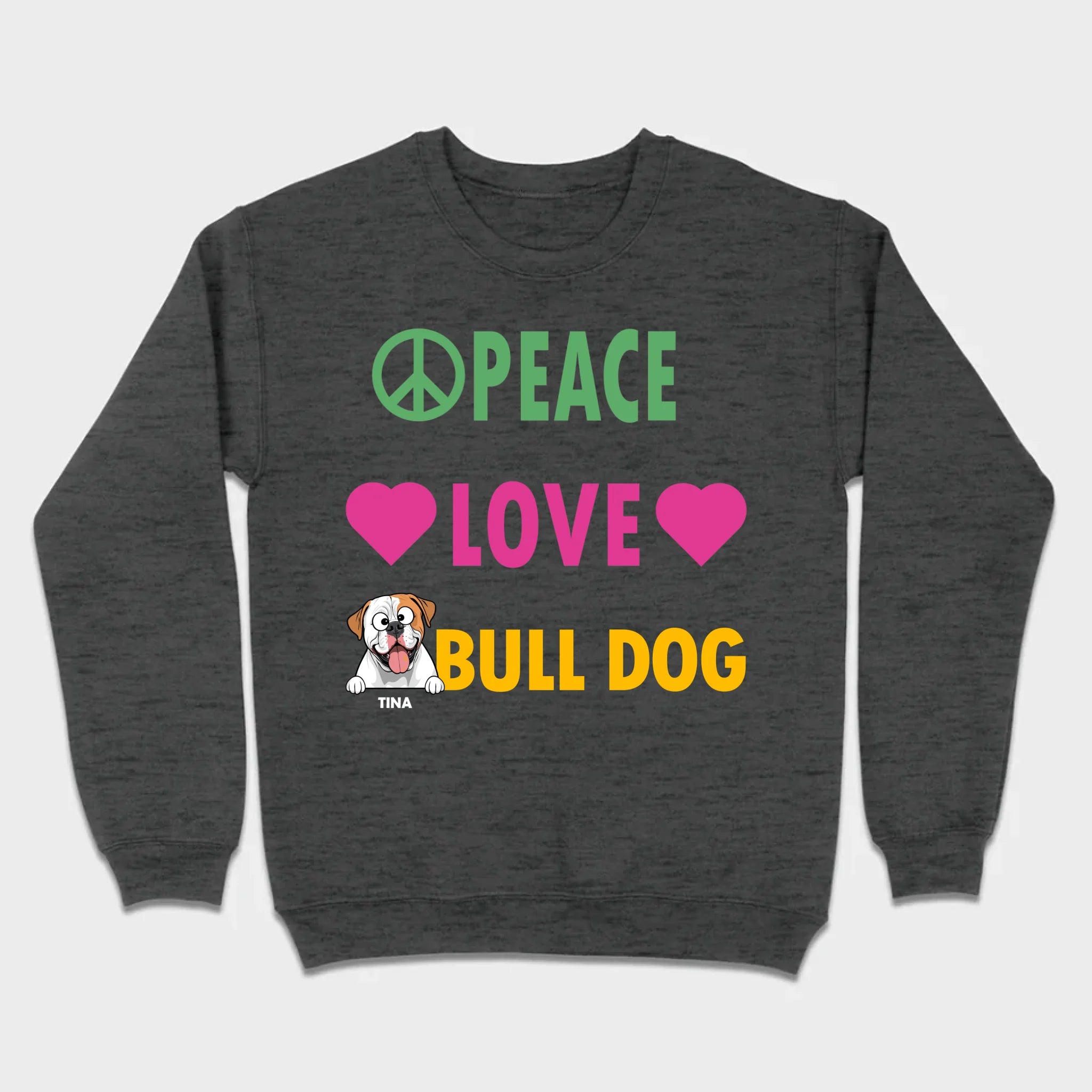 Custom American Bulldog Basic Tee - Peace Love Bull Dog Personalized T-Shirts - 89Prints