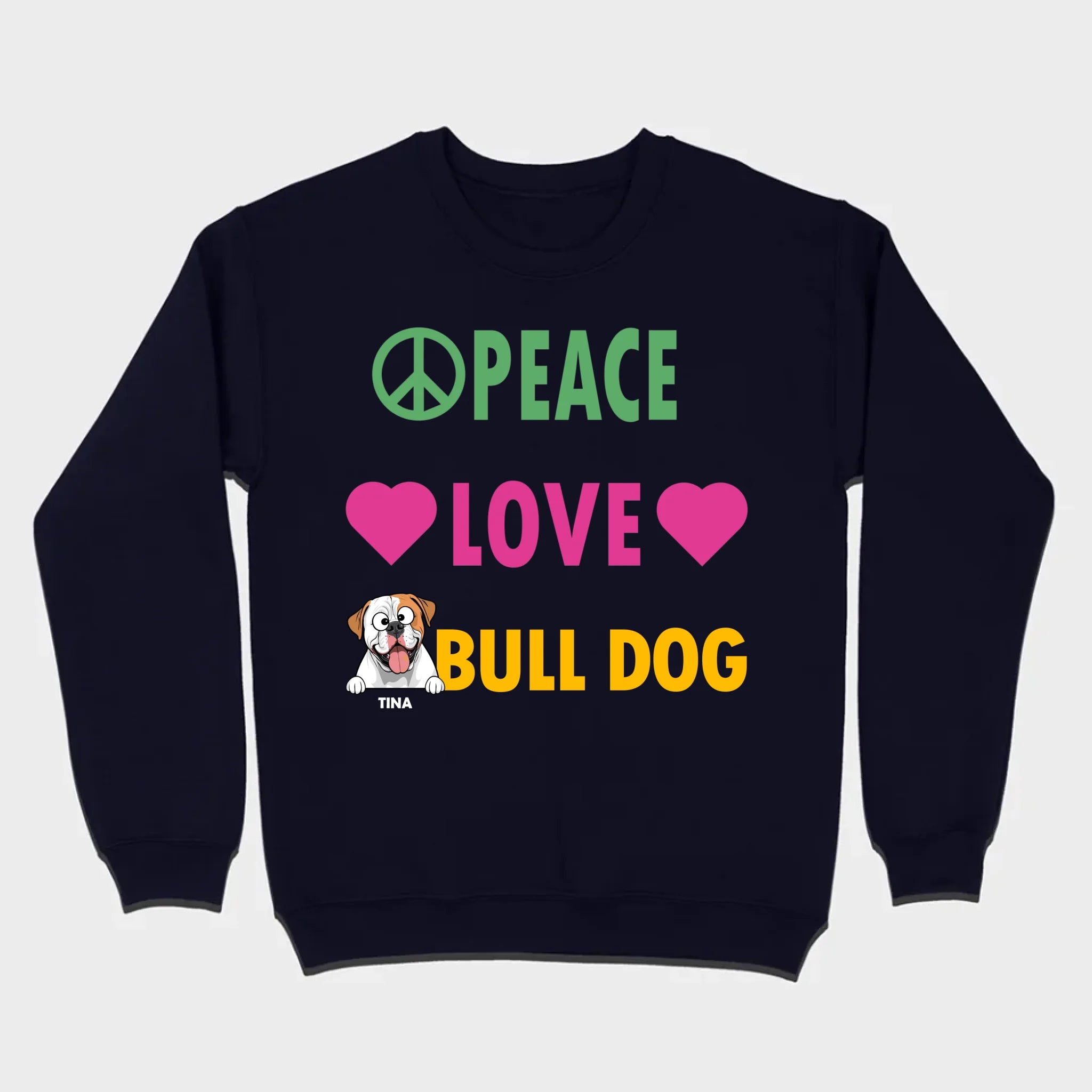 Custom American Bulldog Basic Tee - Peace Love Bull Dog Personalized T-Shirts - 89Prints
