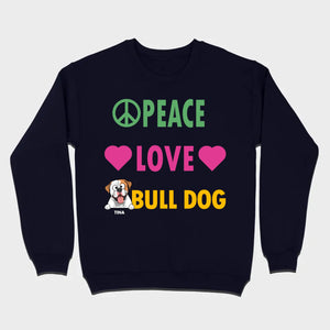Custom American Bulldog Basic Tee - Peace Love Bull Dog Personalized T-Shirts - 89Prints