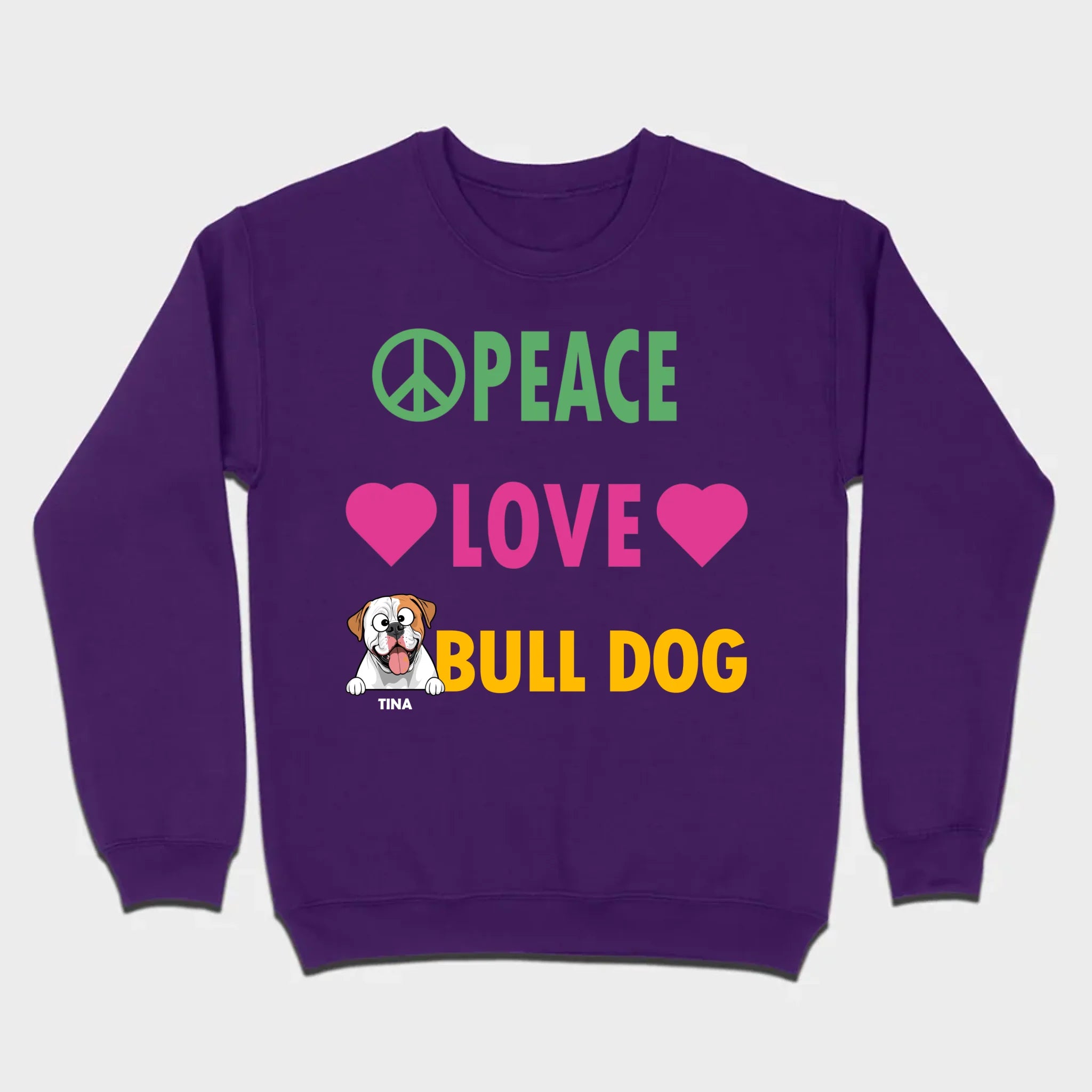 Custom American Bulldog Basic Tee - Peace Love Bull Dog Personalized T-Shirts - 89Prints