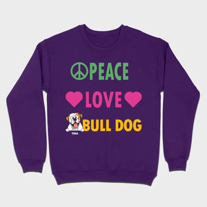 Custom American Bulldog Basic Tee - Peace Love Bull Dog Personalized T-Shirts - 89Prints
