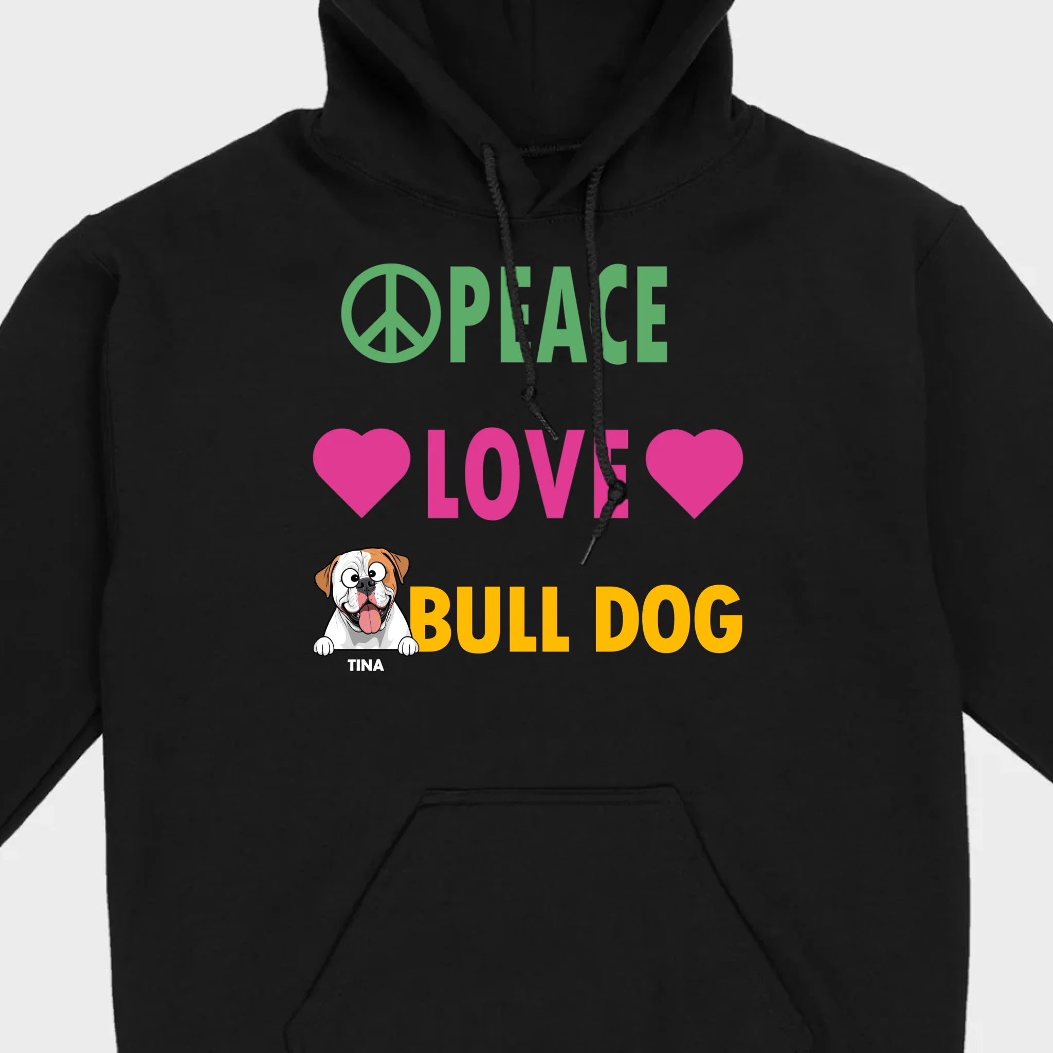 Custom American Bulldog Basic Tee - Peace Love Bull Dog Personalized T-Shirts - 89Prints
