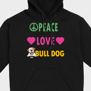 Custom American Bulldog Basic Tee - Peace Love Bull Dog Personalized T-Shirts - 89Prints