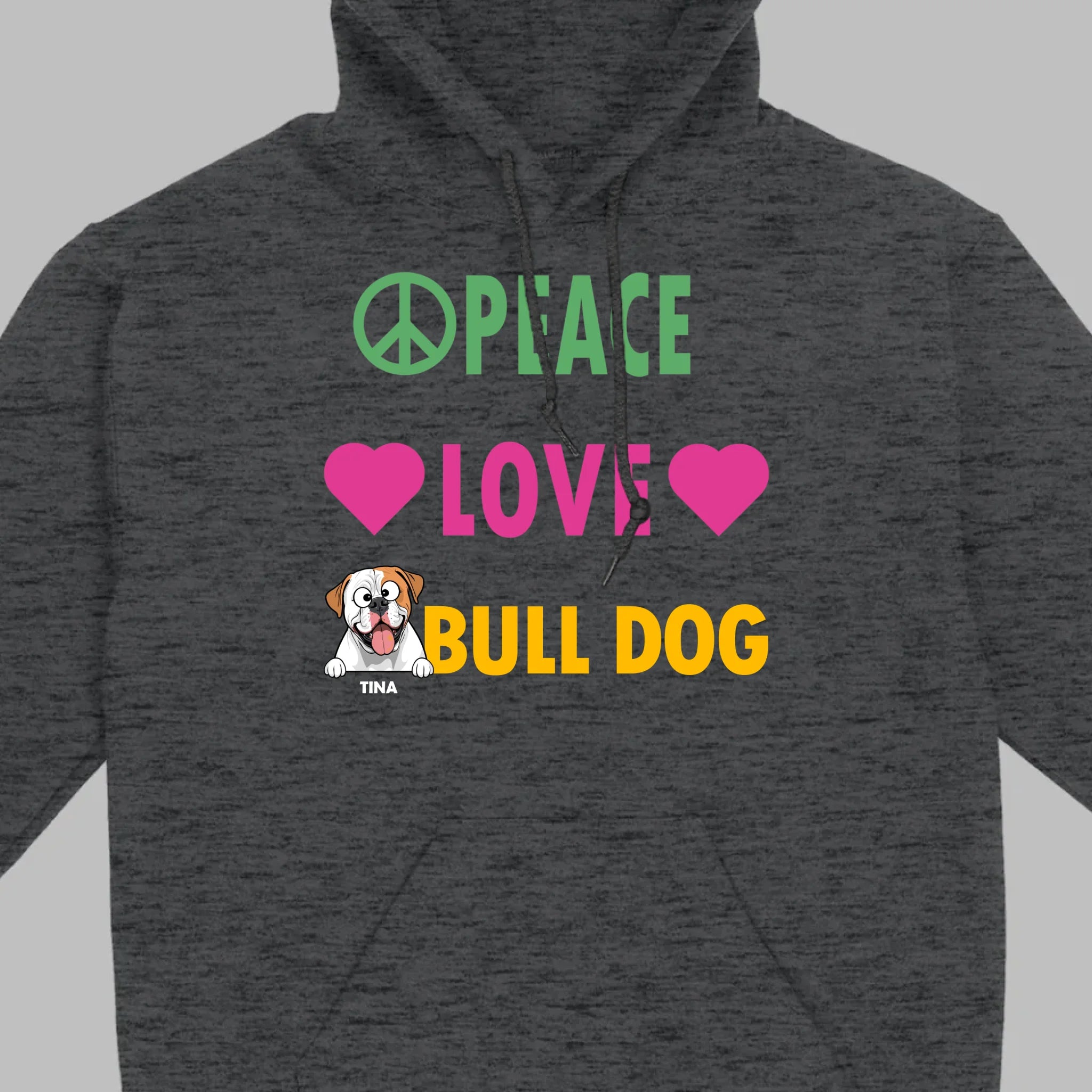 Custom American Bulldog Basic Tee - Peace Love Bull Dog Personalized T-Shirts - 89Prints