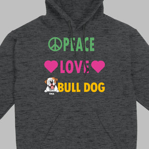 Custom American Bulldog Basic Tee - Peace Love Bull Dog Personalized T-Shirts - 89Prints