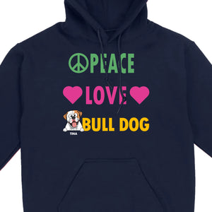 Custom American Bulldog Basic Tee - Peace Love Bull Dog Personalized T-Shirts - 89Prints