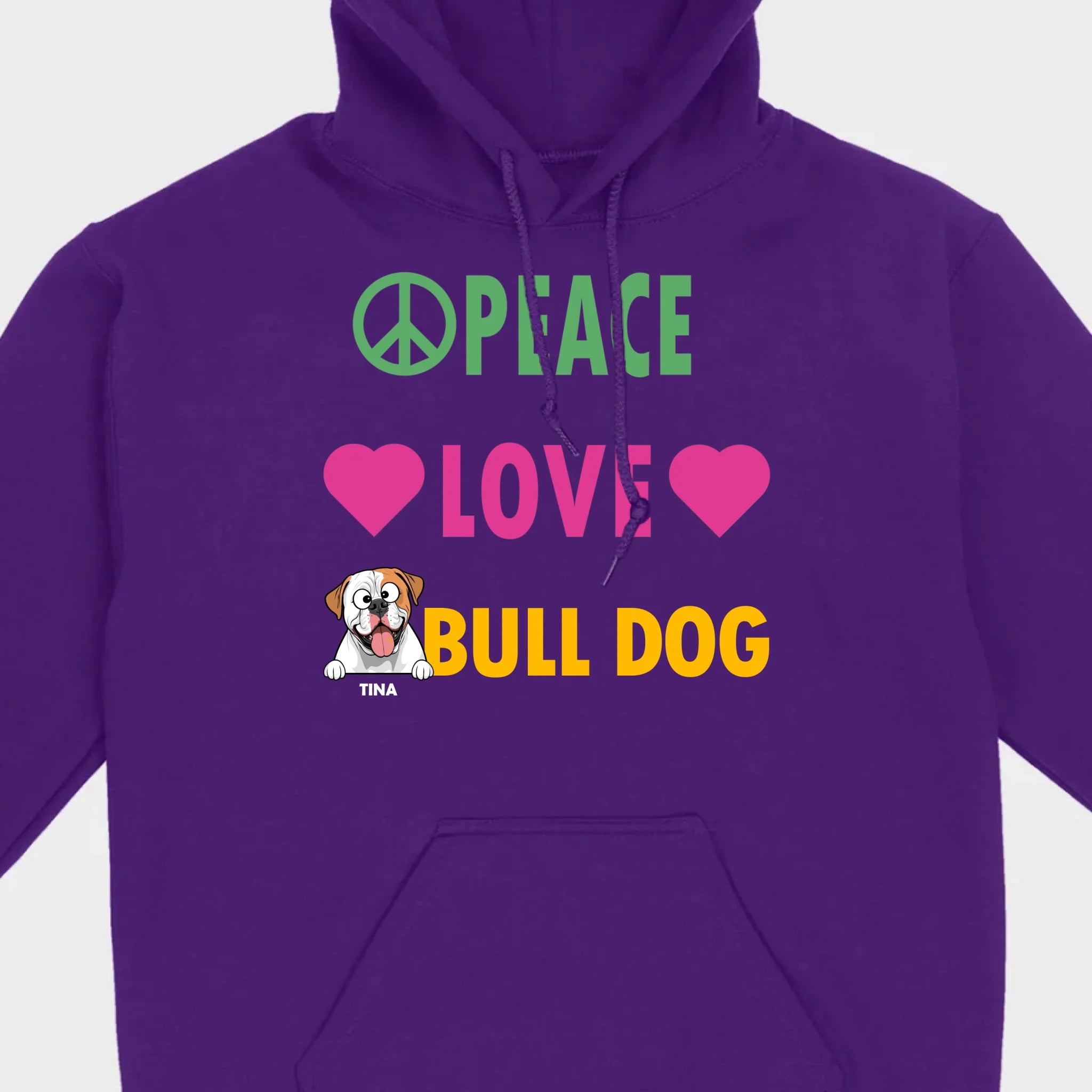Custom American Bulldog Basic Tee - Peace Love Bull Dog Personalized T-Shirts - 89Prints