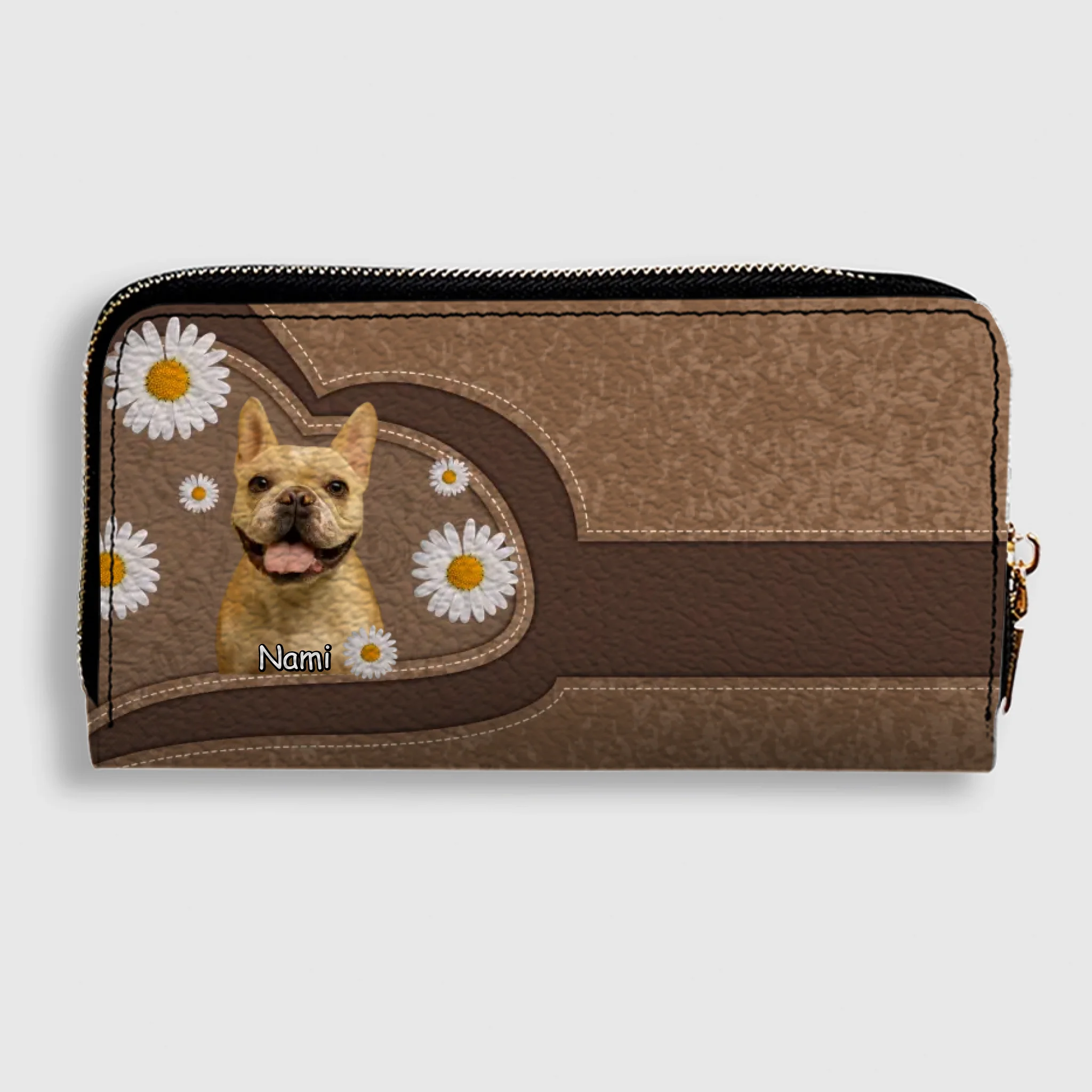 Personalized Dog Photo Leather Wallet – Custom Pet Portrait & Name Gift - 89Prints