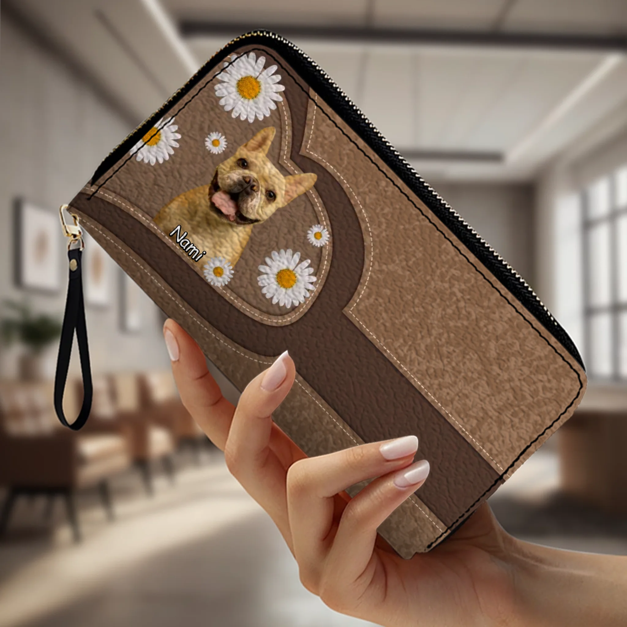 Personalized Dog Photo Leather Wallet – Custom Pet Portrait & Name Gift - 89Prints