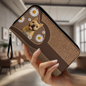 Personalized Dog Photo Leather Wallet – Custom Pet Portrait & Name Gift - 89Prints