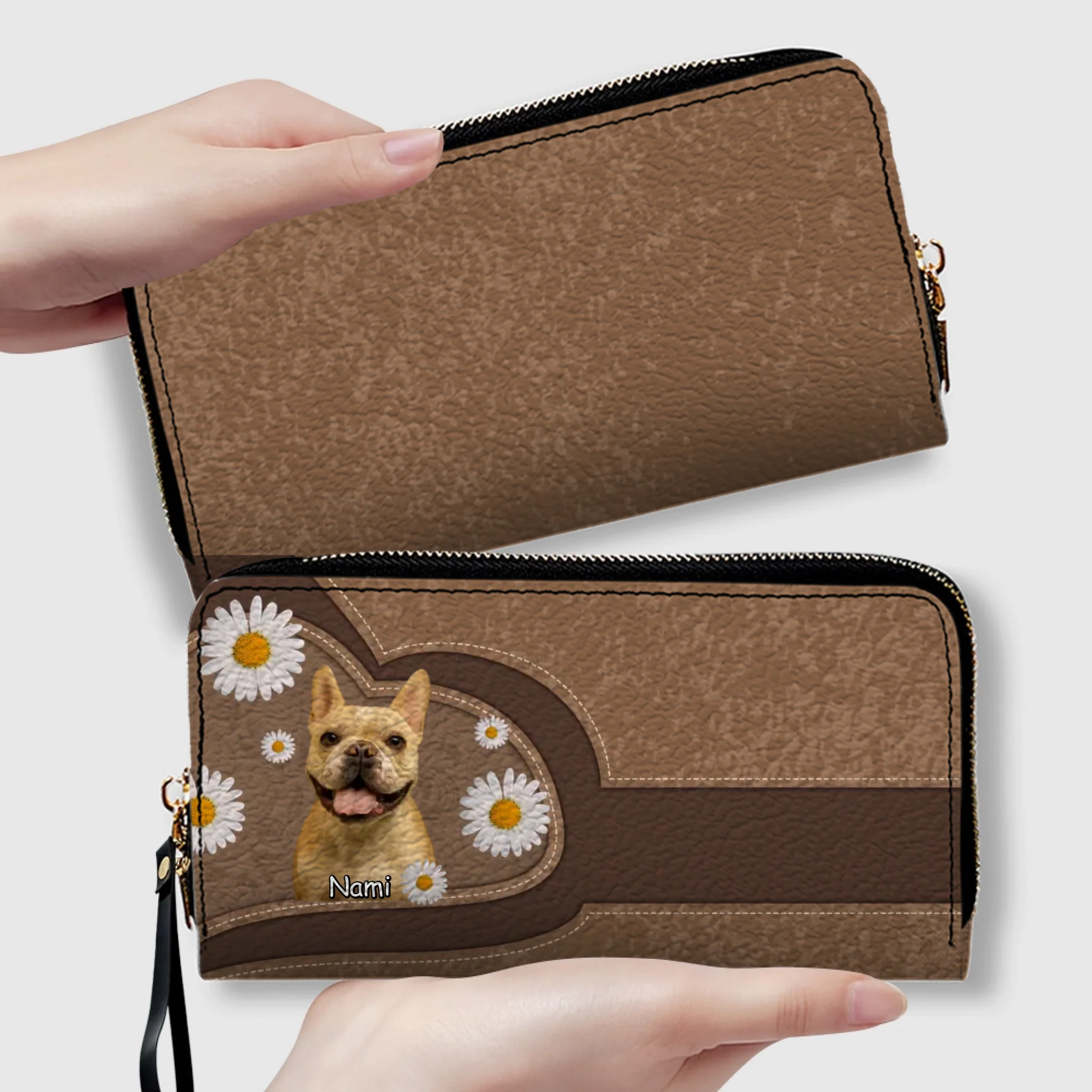 Personalized Dog Photo Leather Wallet – Custom Pet Portrait & Name Gift - 89Prints