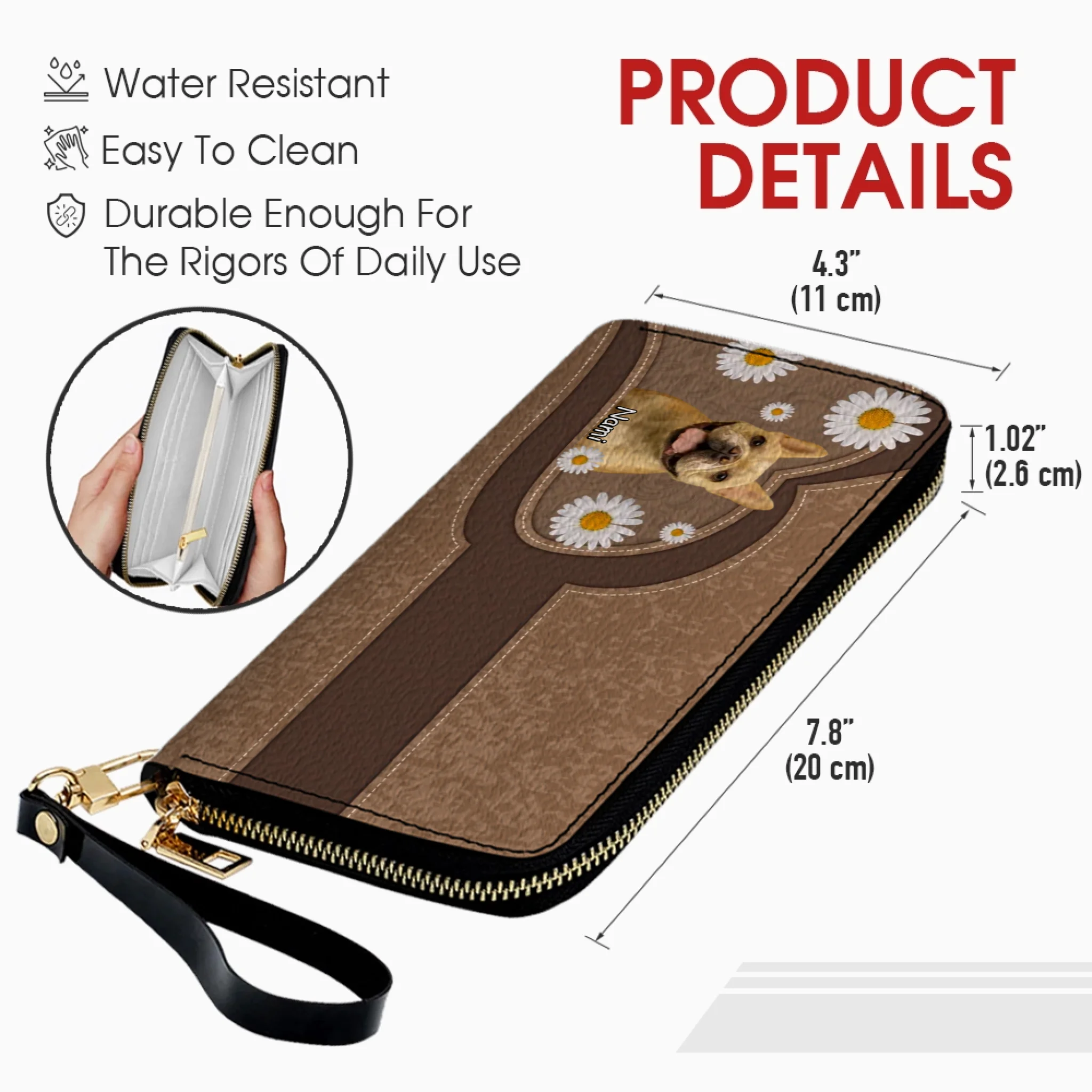 Personalized Dog Photo Leather Wallet – Custom Pet Portrait & Name Gift - 89Prints