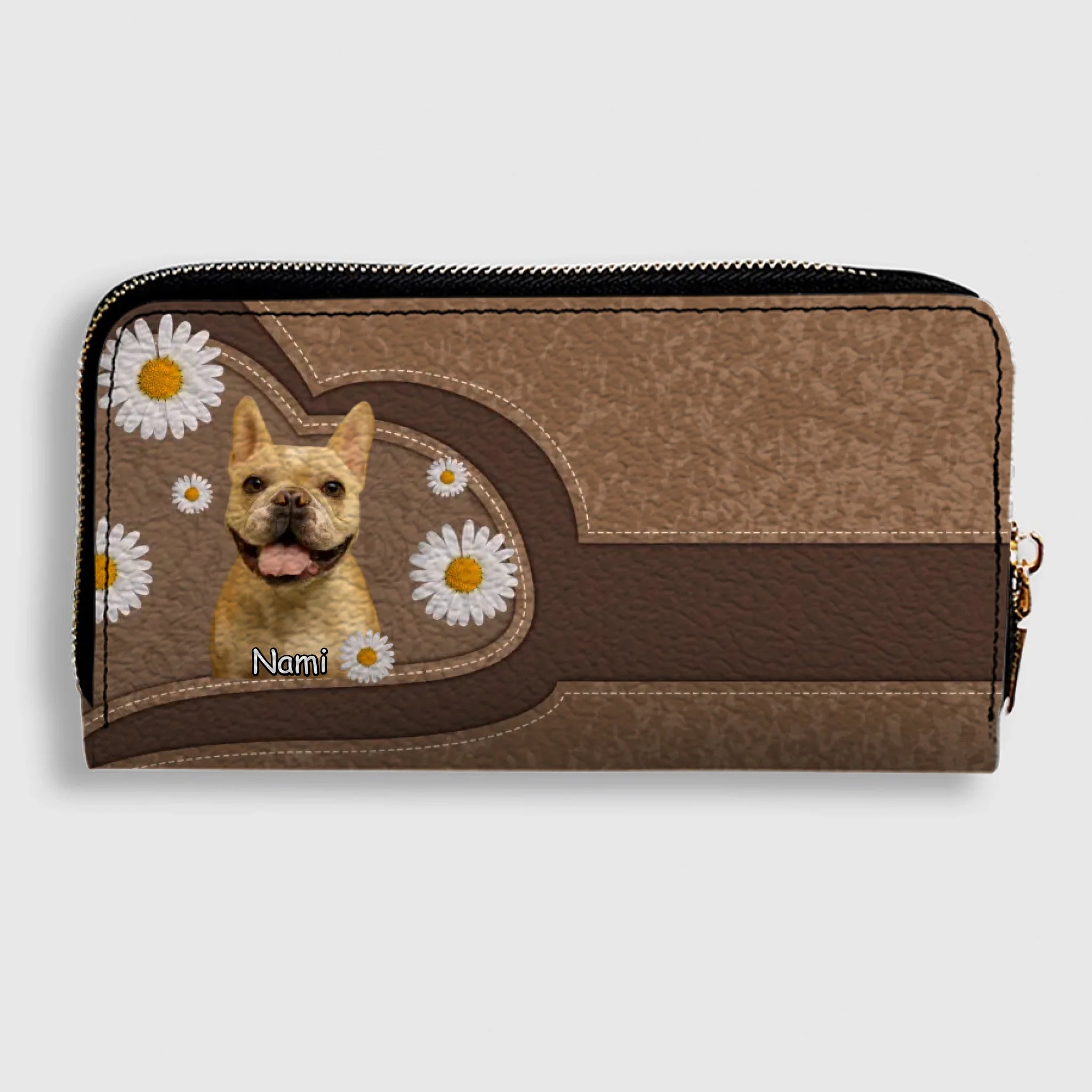 Personalized Dog Photo Leather Wallet – Custom Pet Portrait & Name Gift - 89Prints