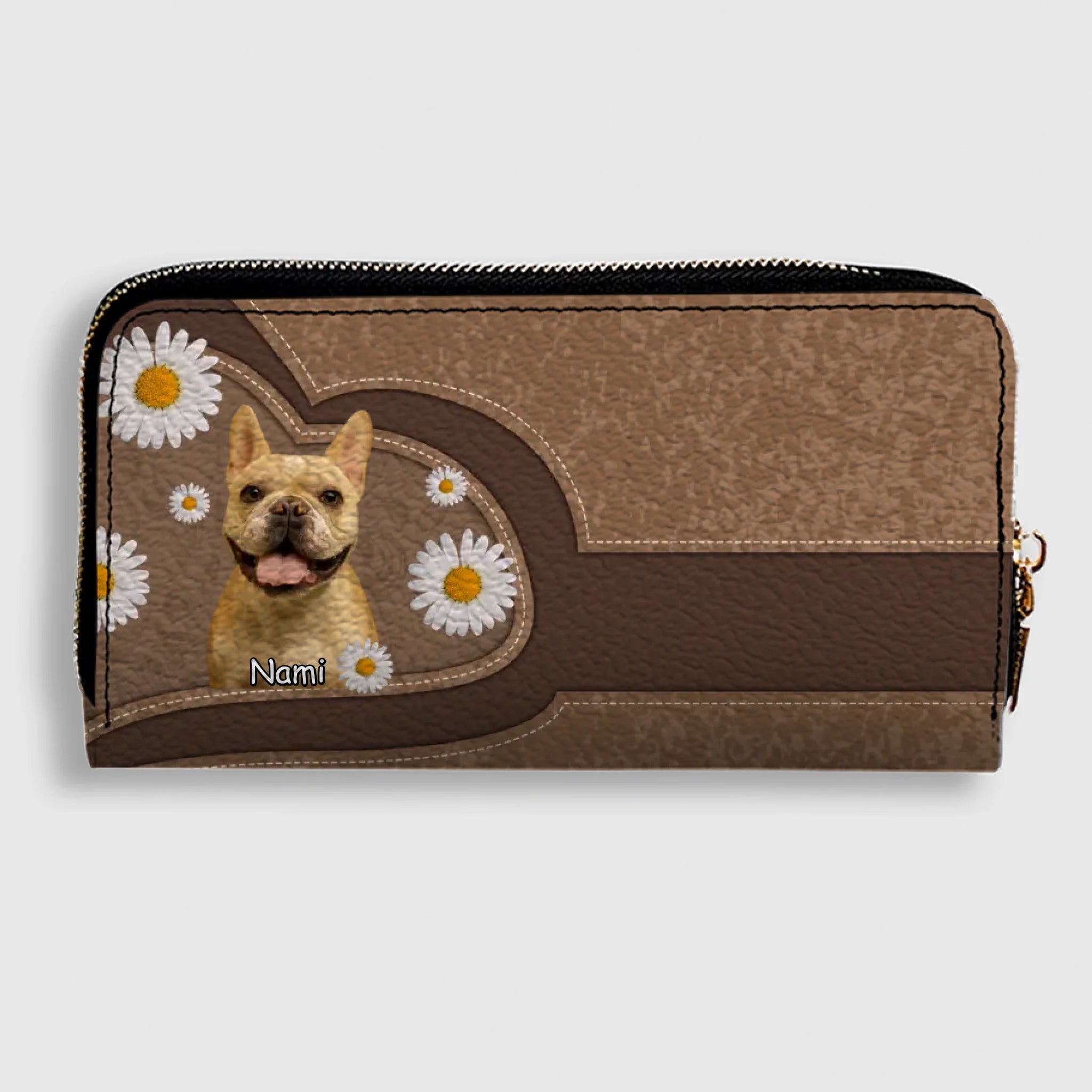 Personalized Dog Photo Leather Wallet – Custom Pet Portrait & Name Gift - 89Prints