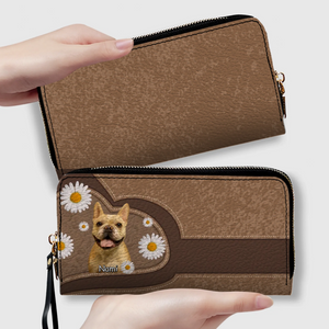 Personalized Dog Photo Leather Wallet – Custom Pet Portrait & Name Gift - 89Prints