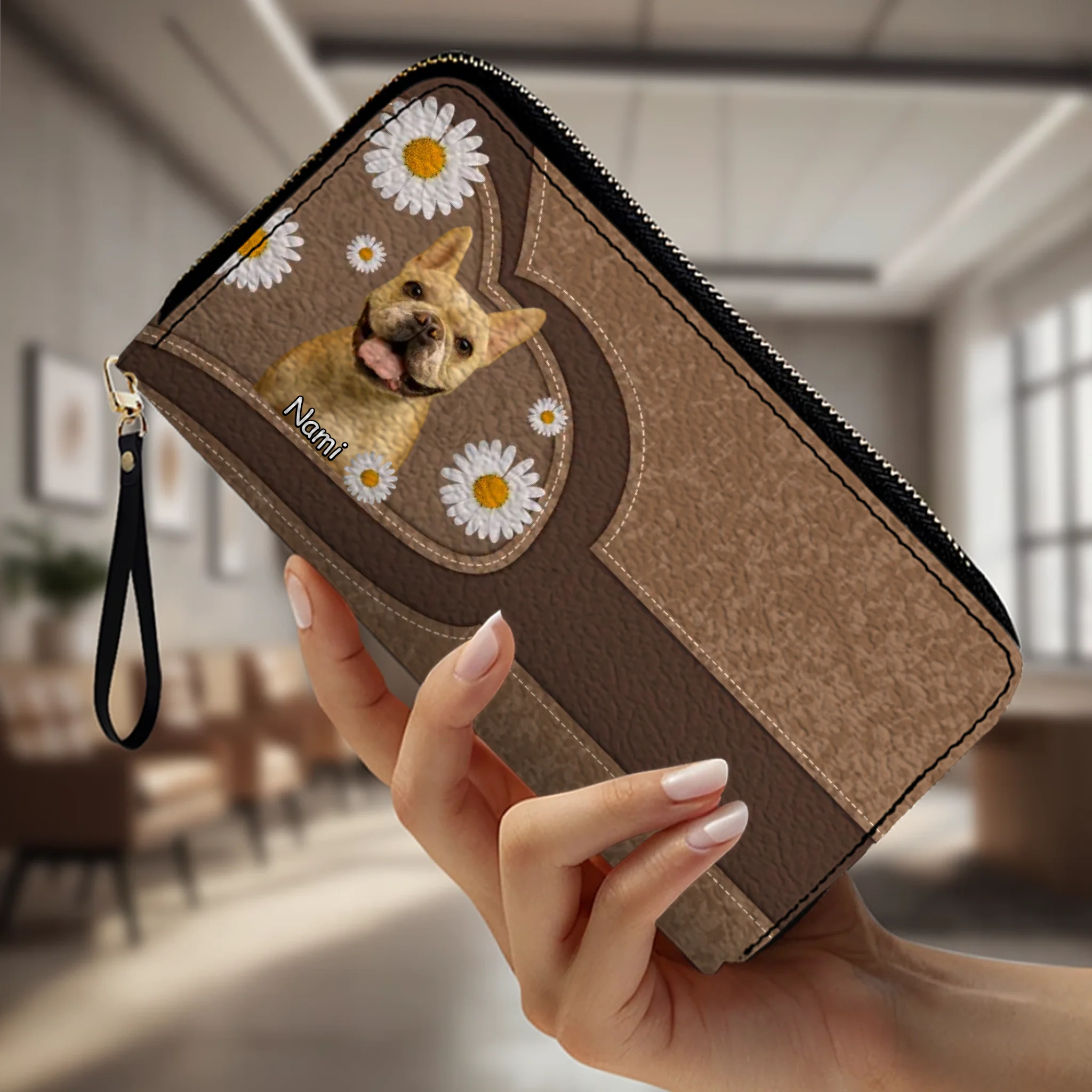 Personalized Dog Photo Leather Wallet – Custom Pet Portrait & Name Gift - 89Prints