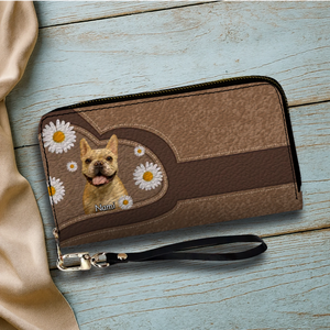 Personalized Dog Photo Leather Wallet – Custom Pet Portrait & Name Gift - 89Prints