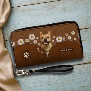 Custom Dog Photo Wallet - Personalized Pet Portrait Leather Purse with Name - 89Prints