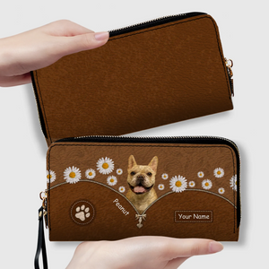 Custom Dog Photo Wallet - Personalized Pet Portrait Leather Purse with Name - 89Prints