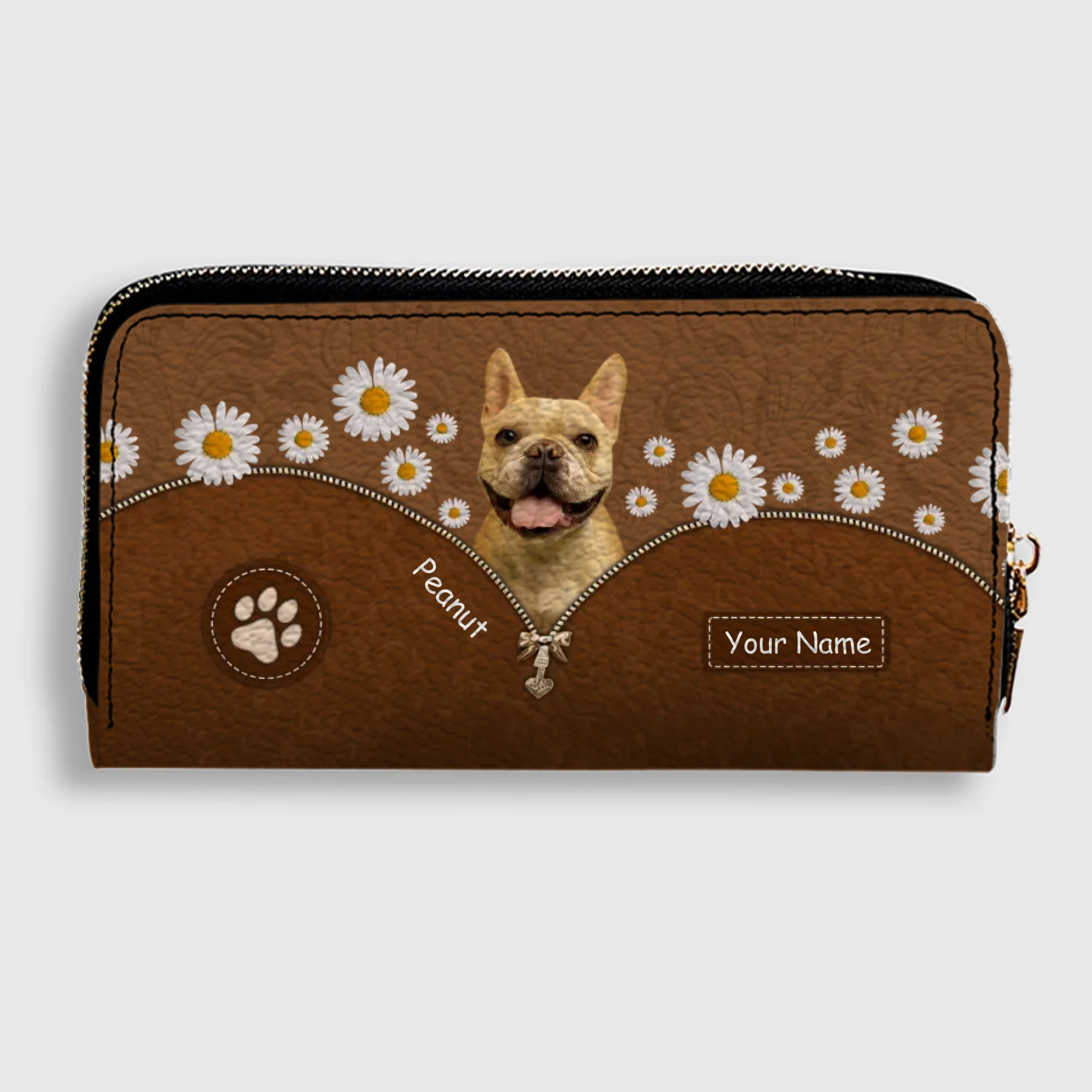 Custom Dog Photo Wallet - Personalized Pet Portrait Leather Purse with Name - 89Prints