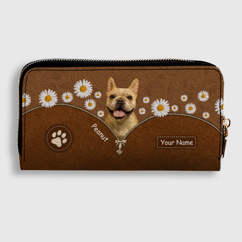 Custom Dog Photo Wallet - Personalized Pet Portrait Leather Purse with Name - 89Prints