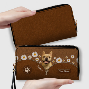 Custom Dog Photo Wallet - Personalized Pet Portrait Leather Purse with Name - 89Prints