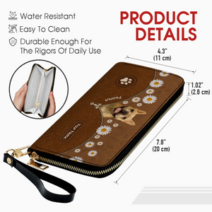 Custom Dog Photo Wallet - Personalized Pet Portrait Leather Purse with Name - 89Prints