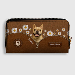 Custom Dog Photo Wallet - Personalized Pet Portrait Leather Purse with Name - 89Prints