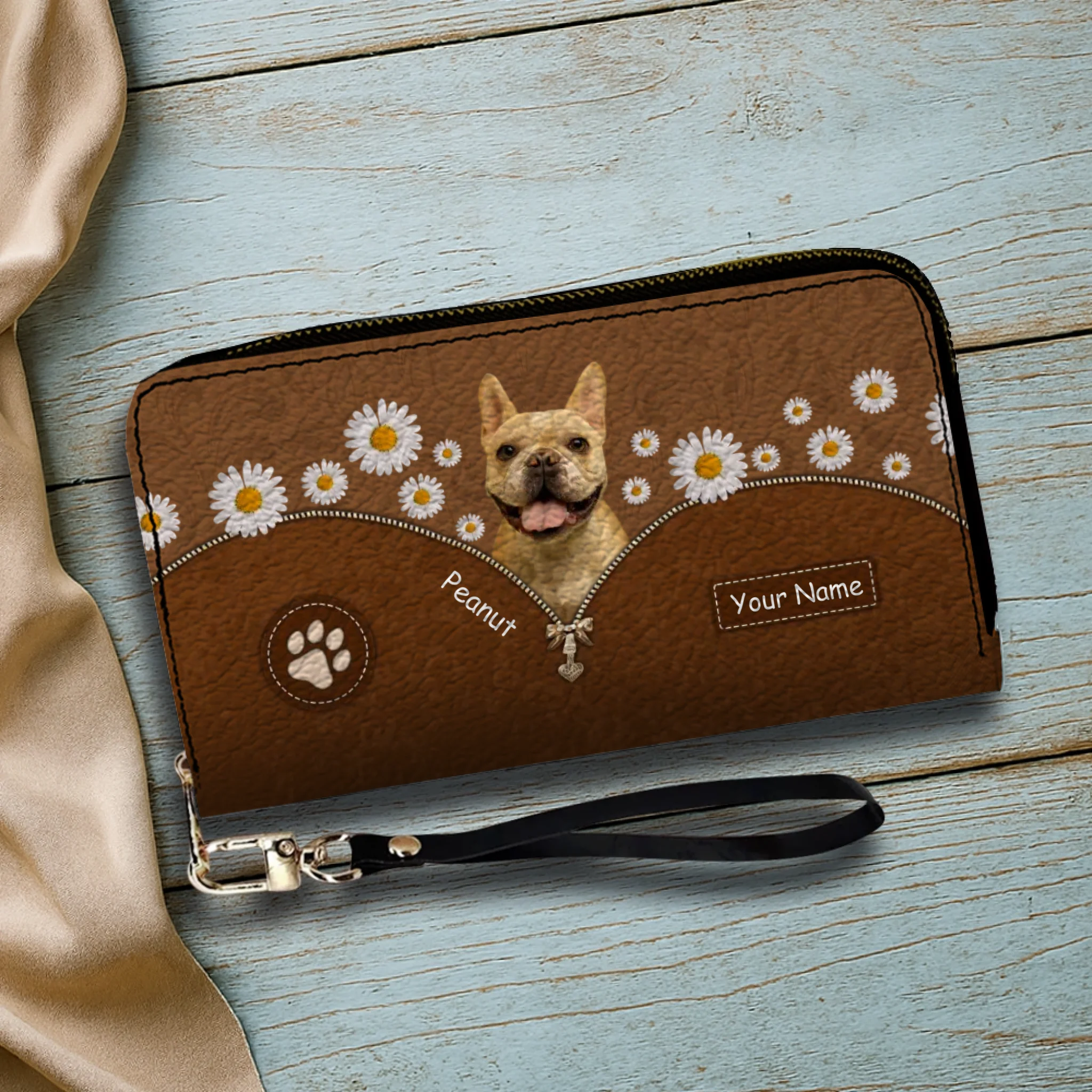 Custom Dog Photo Wallet - Personalized Pet Portrait Leather Purse with Name - 89Prints