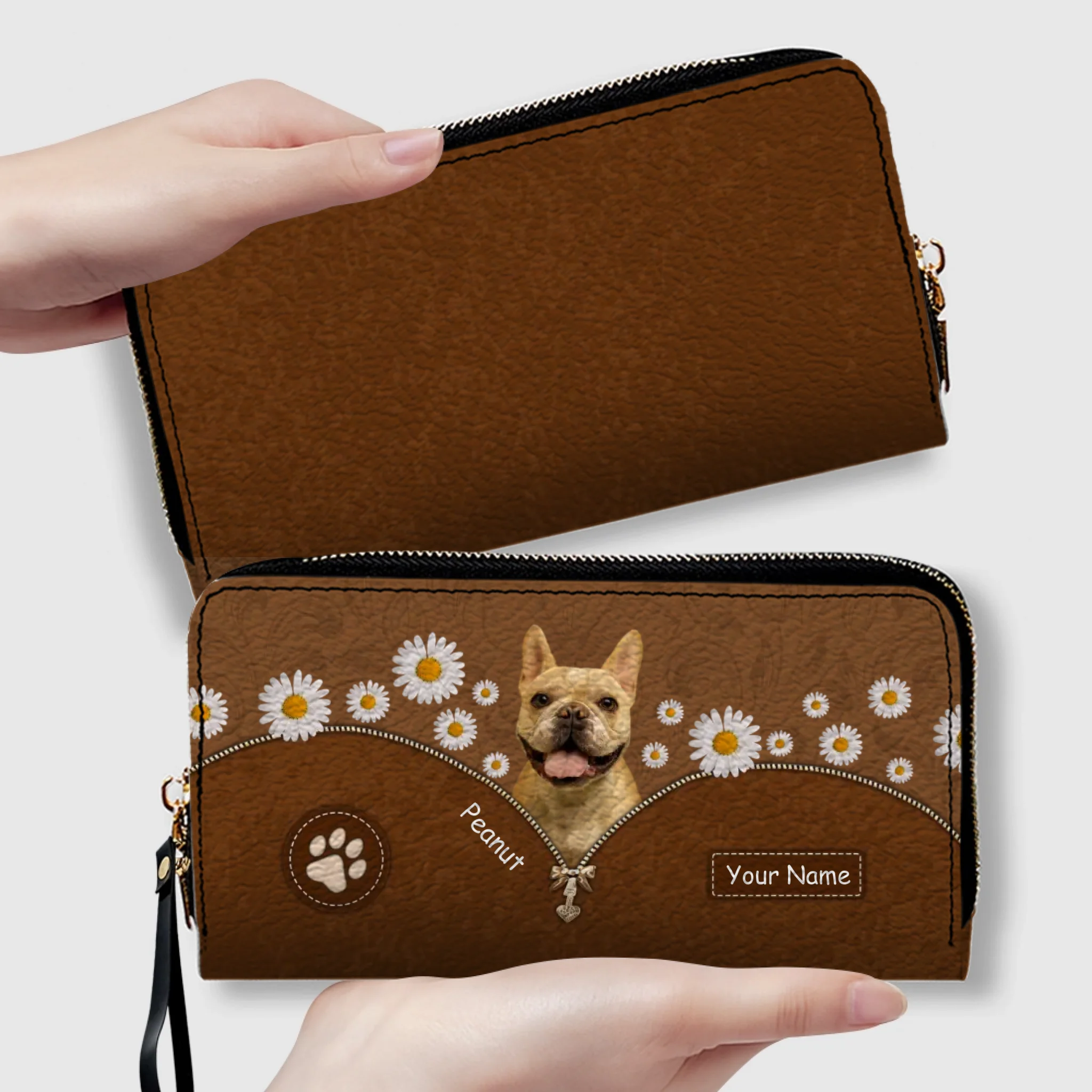 Custom Dog Photo Wallet - Personalized Pet Portrait Leather Purse with Name - 89Prints