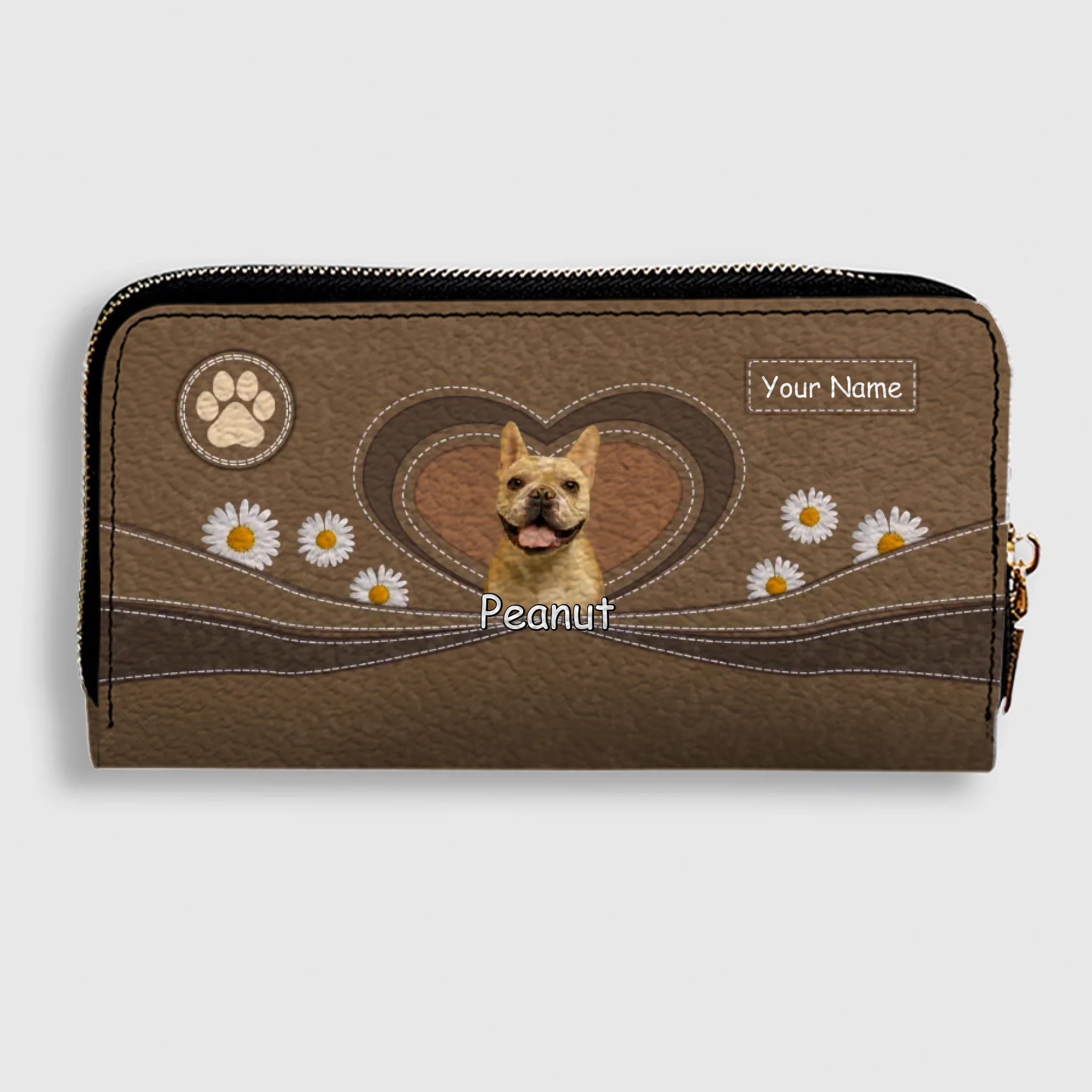 Personalized Dog Photo Leather Wallet – Custom Pet Portrait with Name - 89Prints