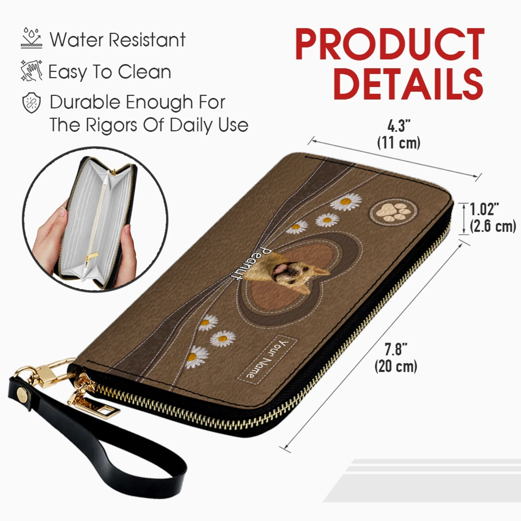 Personalized Dog Photo Leather Wallet – Custom Pet Portrait with Name - 89Prints