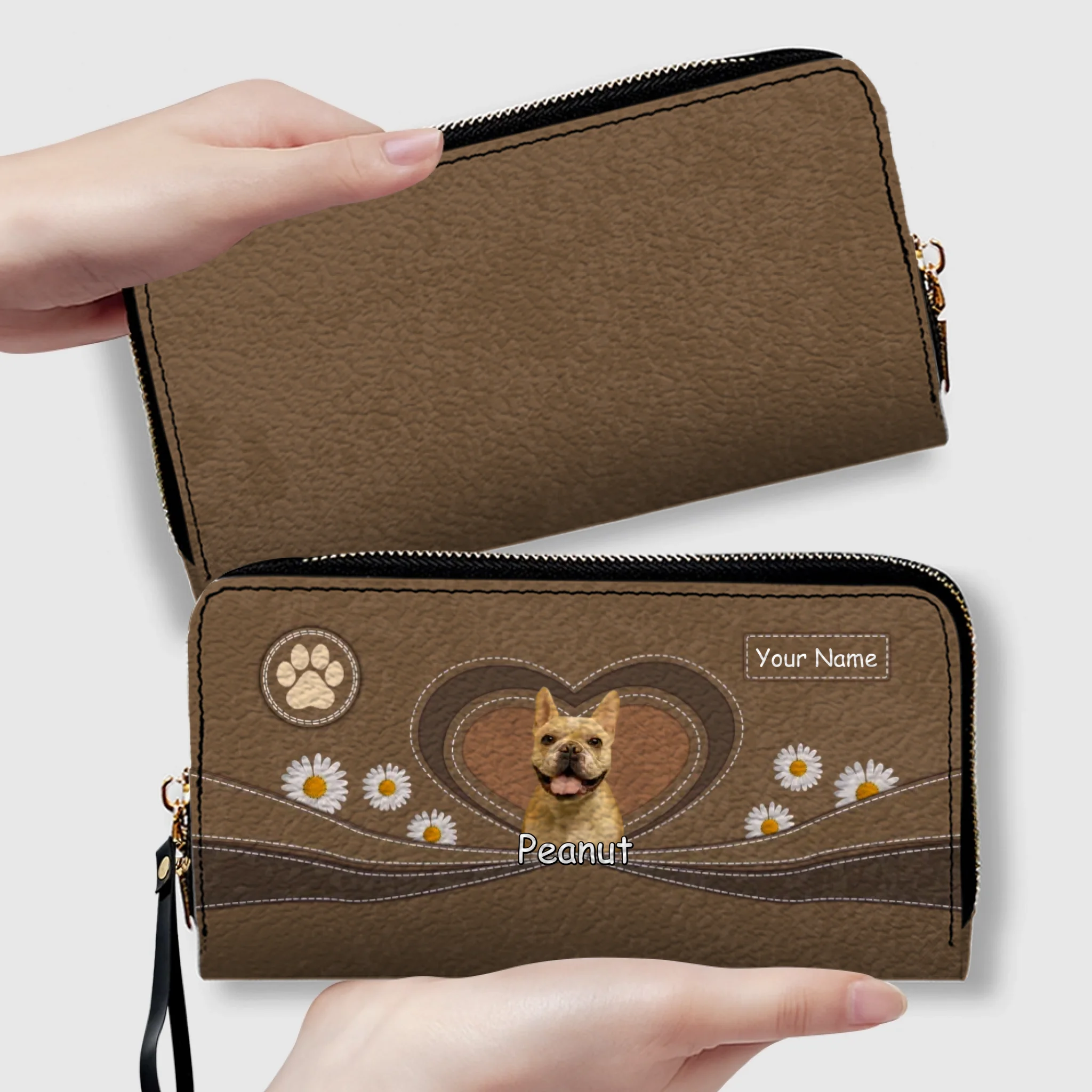 Personalized Dog Photo Leather Wallet – Custom Pet Portrait with Name - 89Prints