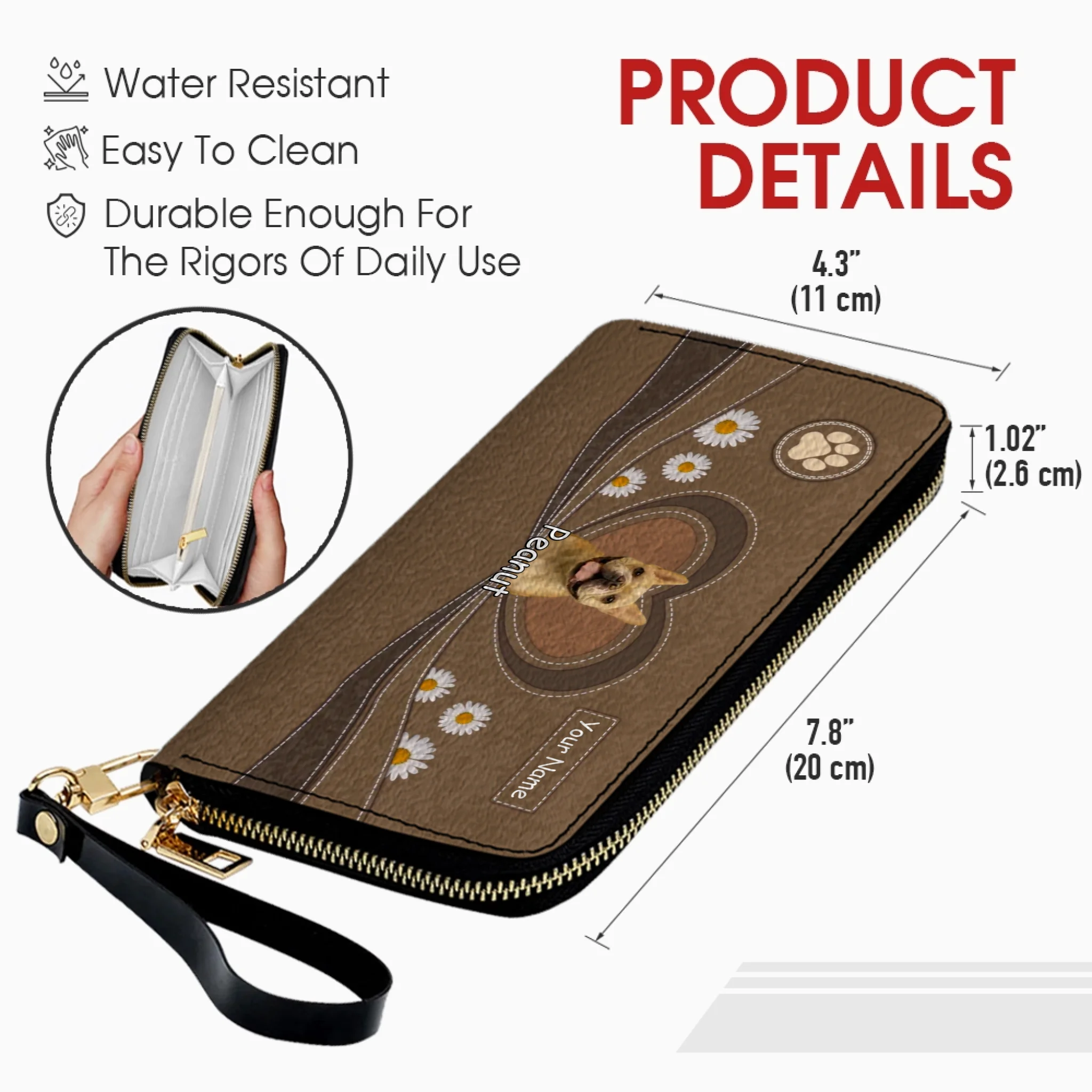 Personalized Dog Photo Leather Wallet – Custom Pet Portrait with Name - 89Prints