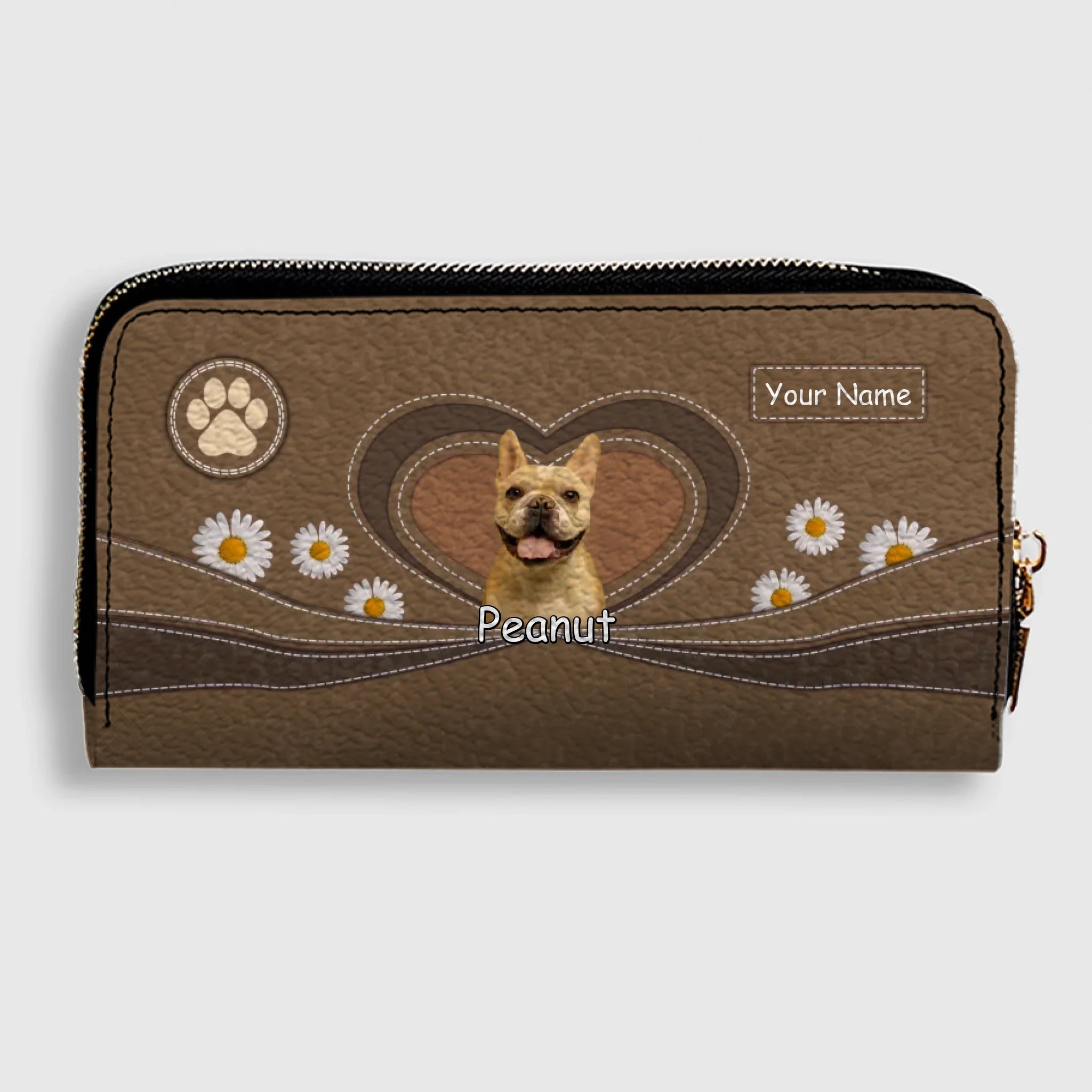 Personalized Dog Photo Leather Wallet – Custom Pet Portrait with Name - 89Prints