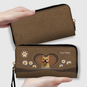 Personalized Dog Photo Leather Wallet – Custom Pet Portrait with Name - 89Prints