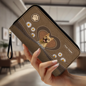 Personalized Dog Photo Leather Wallet – Custom Pet Portrait with Name - 89Prints